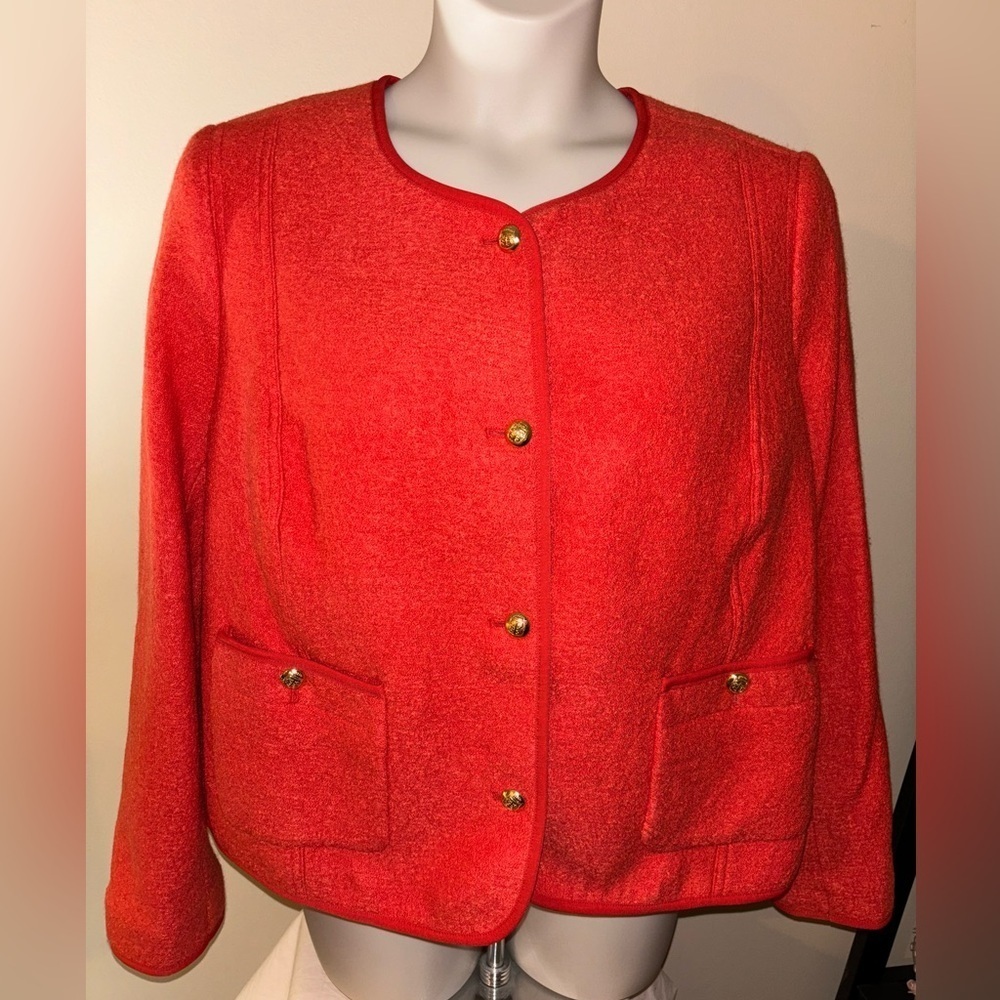 EUC Talbots Wool Orange Jacket with Gold Buttons. Sz. 14W